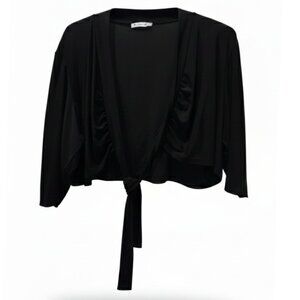 Women’s Black Cropped Tie-Up Cardigan – 2XL